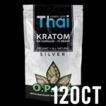 OPMS KRATOM SILVER GREEN VEIN THAI 72 GM, 120 CAPS IN A BAG