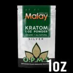 OPMS KRATOM SILVER GREEN VEIN MALAY POWDER 1 Oz POWDER IN A BAG