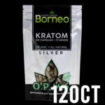 OPMS KRATOM SILVER SUPER GREEN BORNEO 72 GM, 120 CAPS IN A BAG