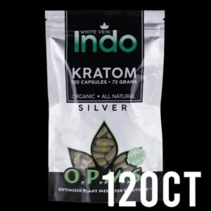 OPMS KRATOM SILVER WHITE VEIN INDO 72 GM, 120 CAPS IN A BAG