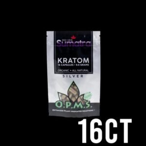 OPMS KRATOM SILVER RED VEIN SUMATRA 9.6 GM, 16 CAPS IN A BAG